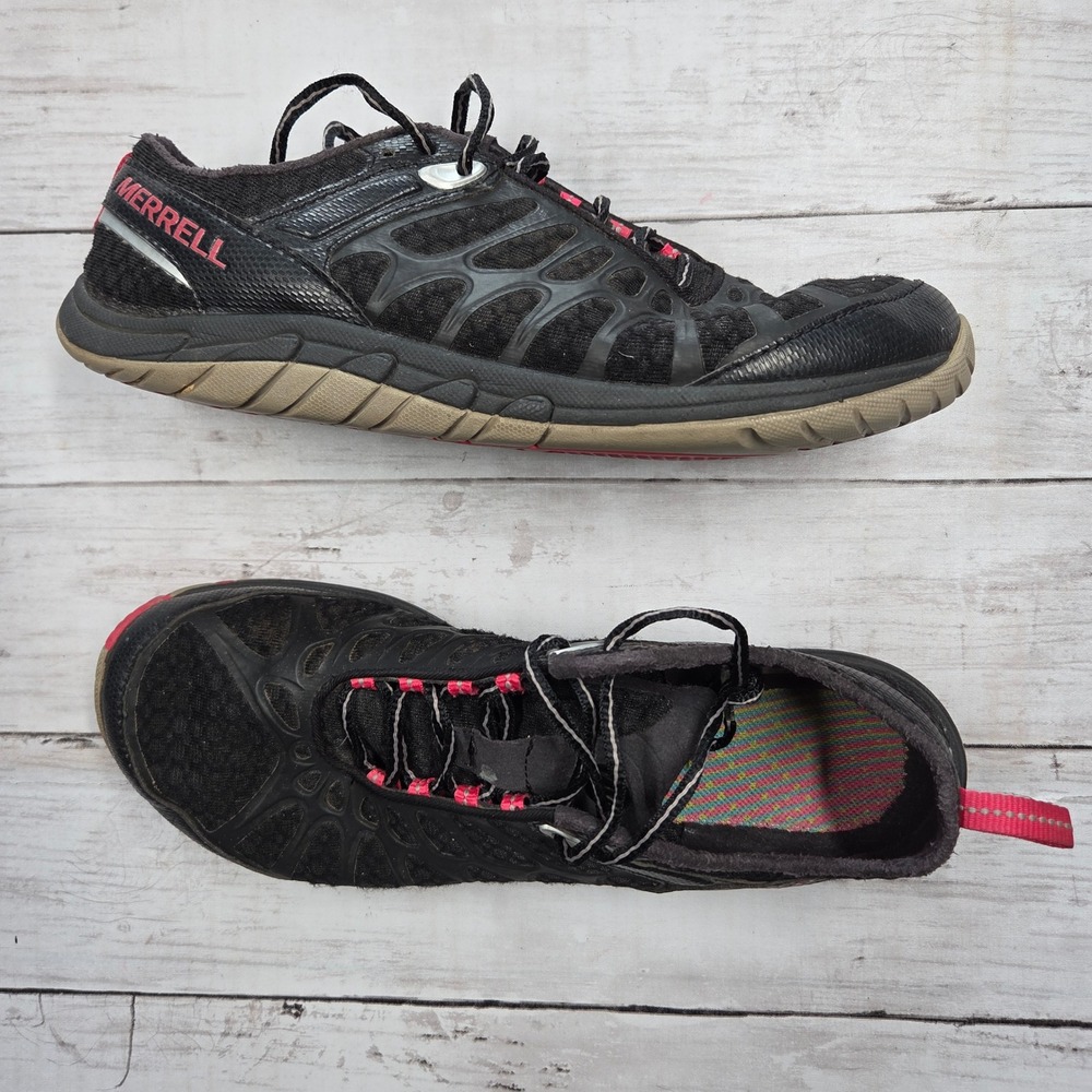 Merrell J57326 Crush Glove Minimalist Women 9.5 Black Pink Vibram Sole